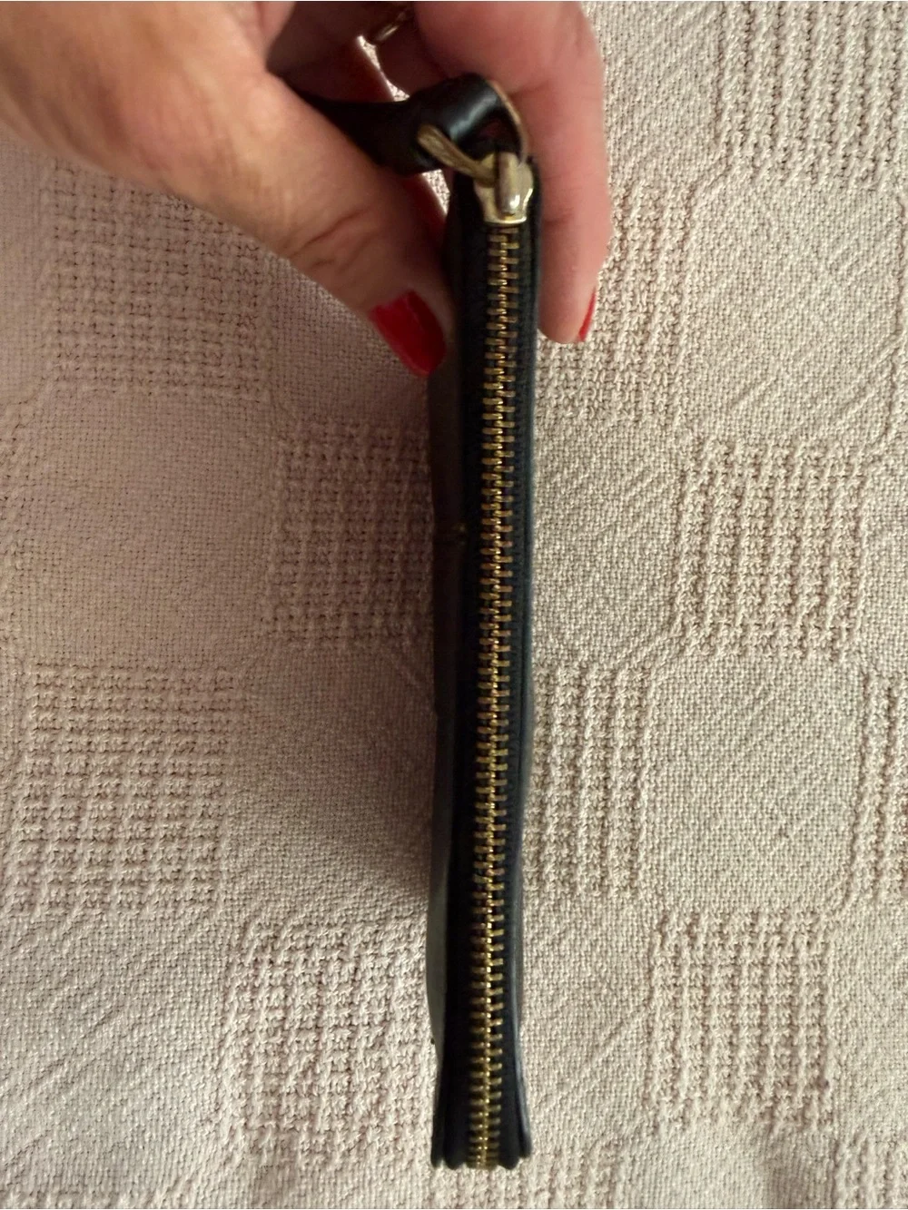 Coach Signature Brown & Black Canvas Leather Trim Wristlet Zip Pouch - Picture 4 of 7